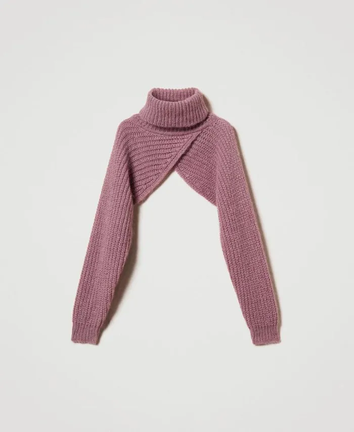Twinset Jumpers And Cardigans Mohair Blend Knit Shrug Ruby Chocolate Pink 8211 Clothing
