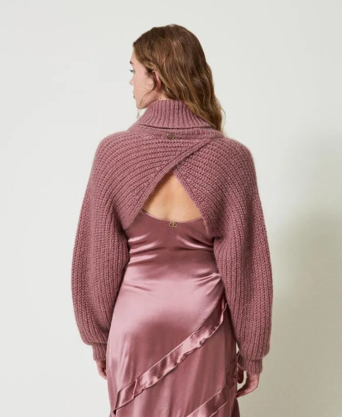 Twinset Jumpers And Cardigans Mohair Blend Knit Shrug Ruby Chocolate Pink 8211 Clothing
