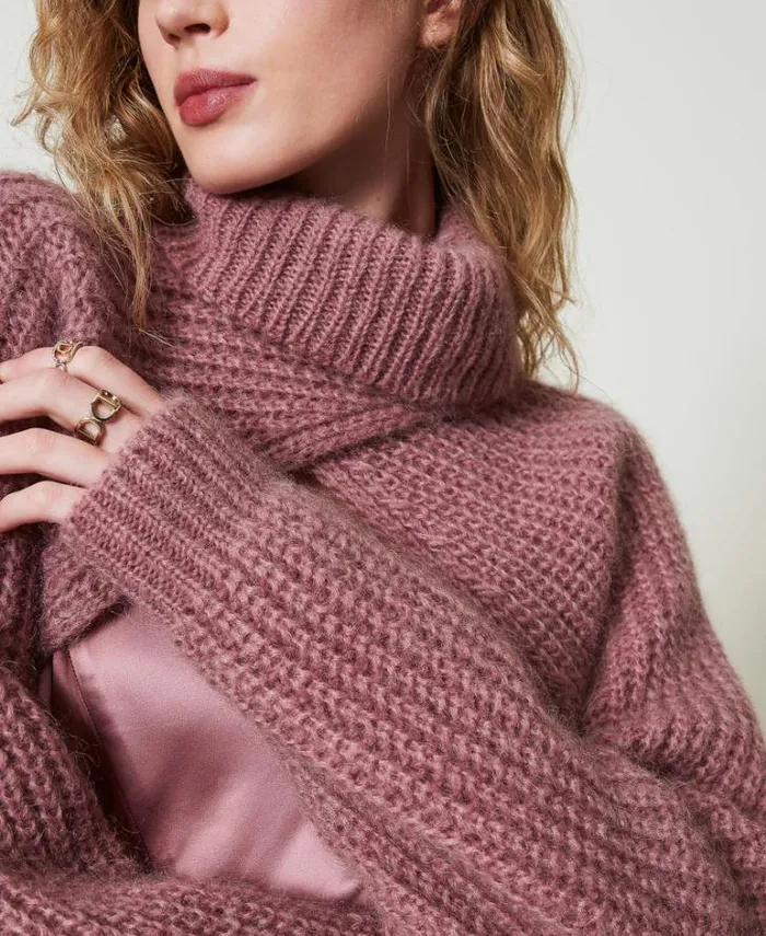 Twinset Jumpers And Cardigans Mohair Blend Knit Shrug Ruby Chocolate Pink 8211 Clothing
