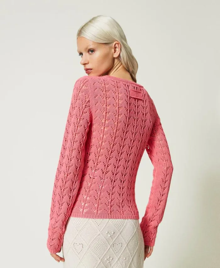 Twinset Jumpers And Cardigans Treeblend Yarn Fitted Jumper Neon Pink 8211 Clothing