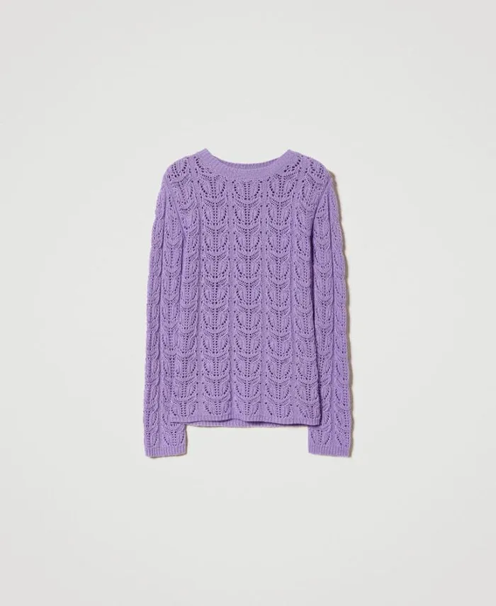 Twinset Jumpers And Cardigans Treeblend Yarn Regular Jumper Dark 034lavendula034 Purple 8211 Clothing