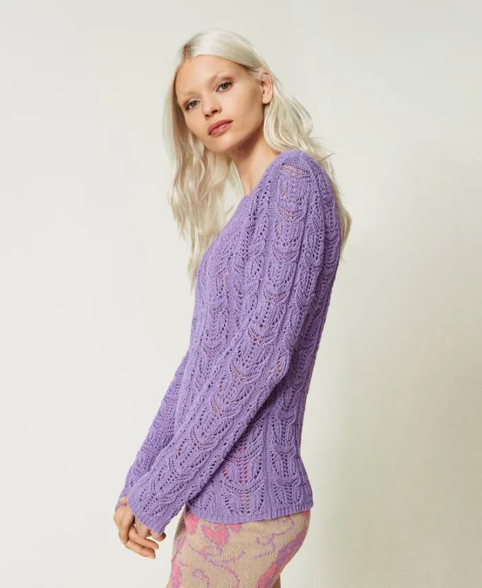 Twinset Jumpers And Cardigans Treeblend Yarn Regular Jumper Dark 034lavendula034 Purple 8211 Clothing