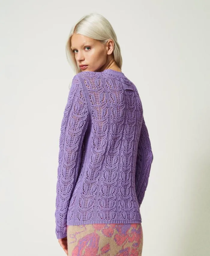 Twinset Jumpers And Cardigans Treeblend Yarn Regular Jumper Dark 034lavendula034 Purple 8211 Clothing