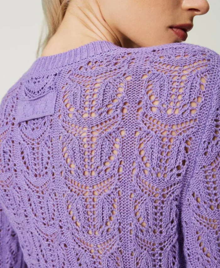 Twinset Jumpers And Cardigans Treeblend Yarn Regular Jumper Dark 034lavendula034 Purple 8211 Clothing