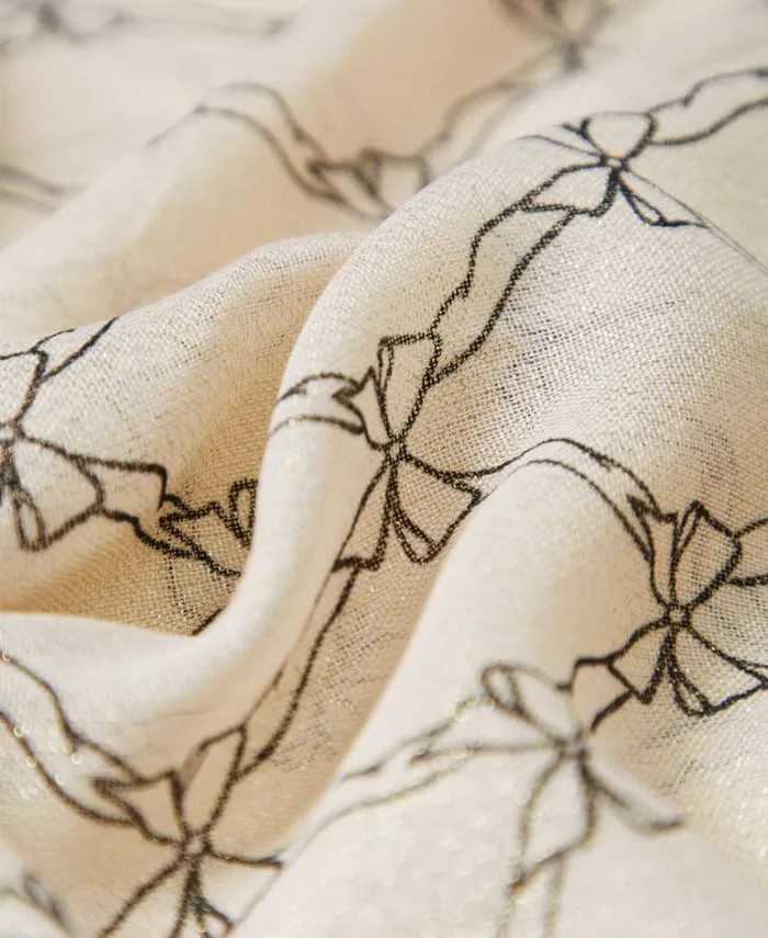 Twinset Scarves Stole With Bow And Logo Print White Cream Black Bow Print 8211 Accessories