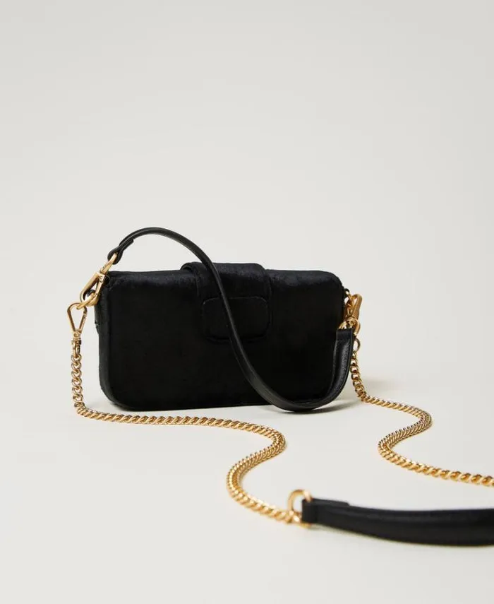 Twinset Shoulder Bags 039Amie039 Small Embroidered Velvet Shoulder Bag Black 8211 Bags