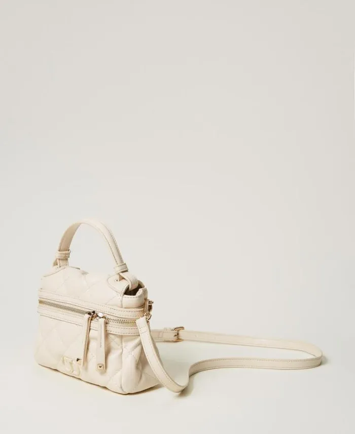 Twinset Shoulder Bags Ccile Small Quilted Top Handle Bag White Cream 8211 Bags