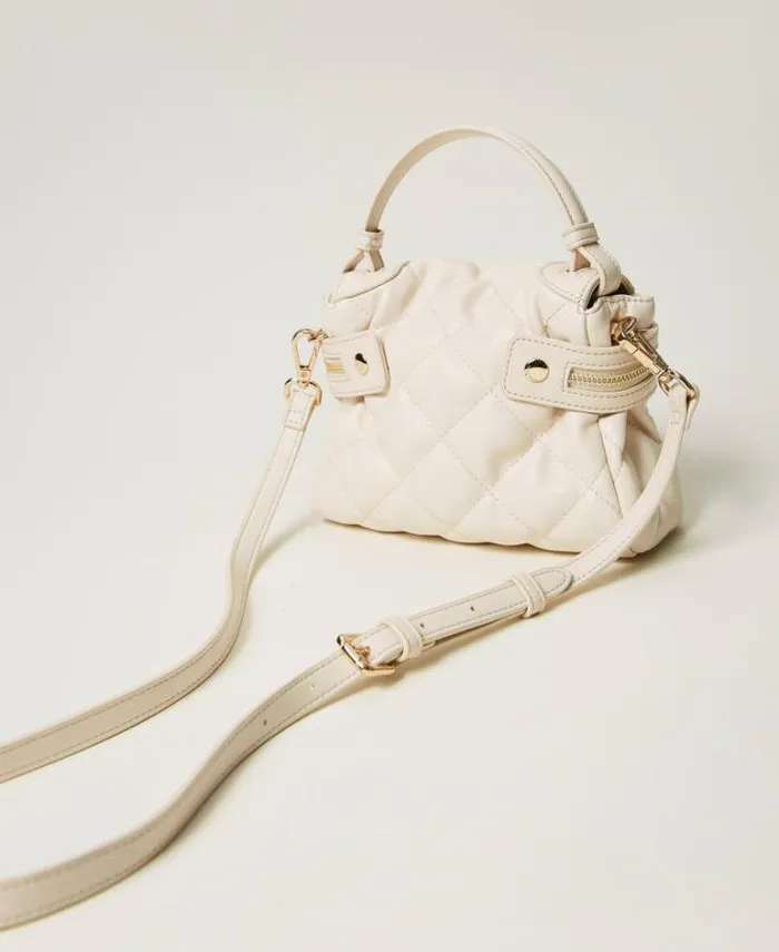 Twinset Shoulder Bags Ccile Small Quilted Top Handle Bag White Cream 8211 Bags