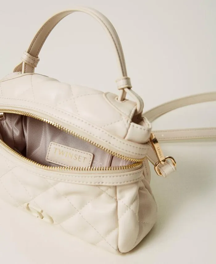 Twinset Shoulder Bags Ccile Small Quilted Top Handle Bag White Cream 8211 Bags