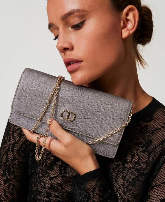 Twinset Shoulder Bags Mini Shoulder Bag With Oval T Silver 8211 Bags