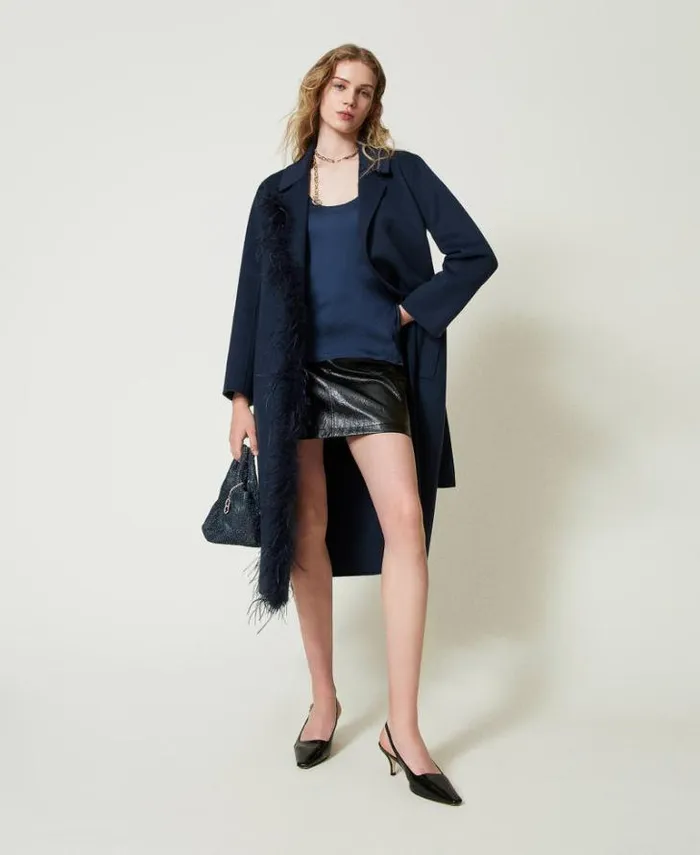 Twinset Skirts Leatherlike Miniskirt With Belt Black 8211 Clothing