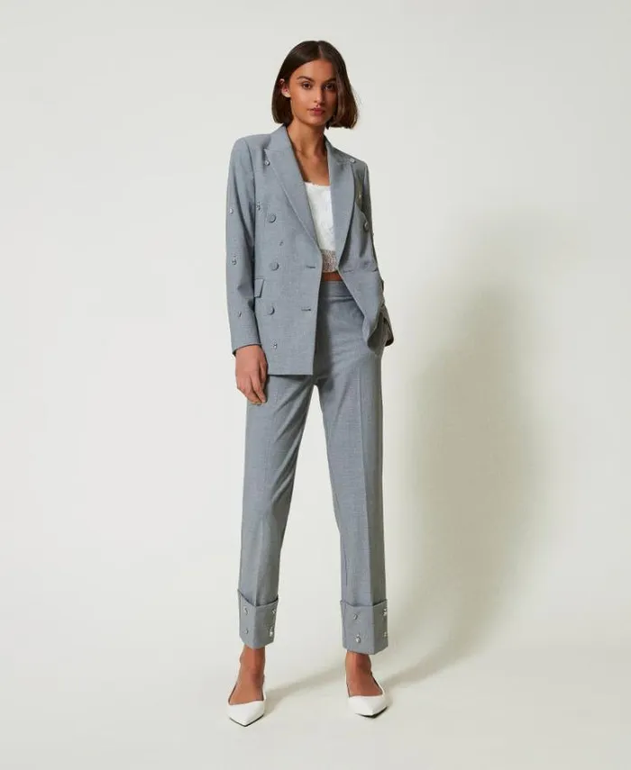 Twinset Suits And Sets Cady Crpe And Embroidered Organza Top White Cream 8211 Clothing
