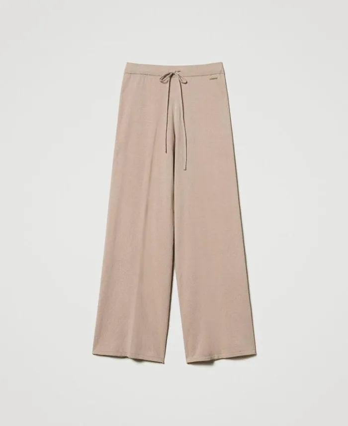 Twinset Suits And Sets Knit Palazzo Trousers Wonder Beige 8211 Clothing