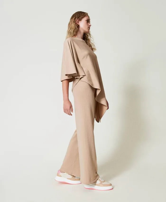 Twinset Suits And Sets Knit Palazzo Trousers Wonder Beige 8211 Clothing