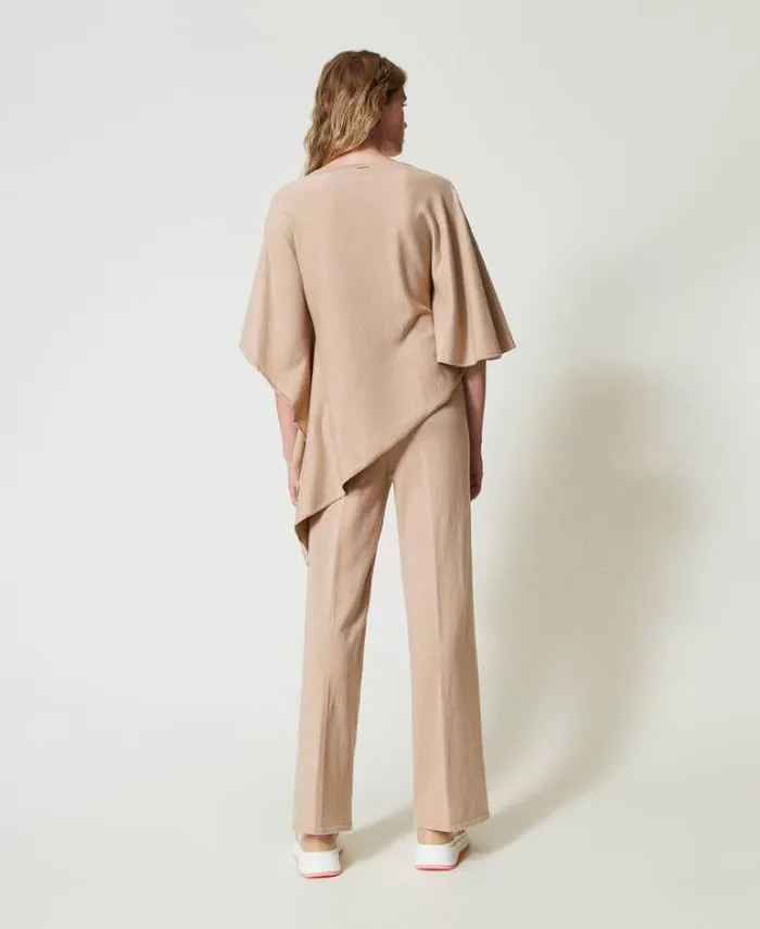 Twinset Suits And Sets Knit Palazzo Trousers Wonder Beige 8211 Clothing