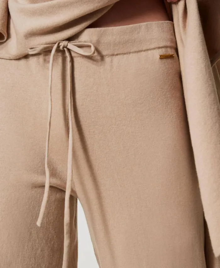 Twinset Suits And Sets Knit Palazzo Trousers Wonder Beige 8211 Clothing