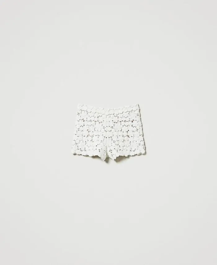 Twinset Suits And Sets Wool Blend Knit Shorts With Embroidery White Snow 8211 Clothing
