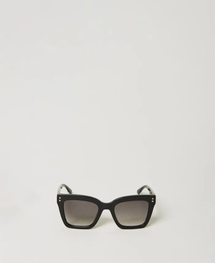 Twinset Sunglasses Square Sunglasses With Studs Shiny Black 8211 Accessories