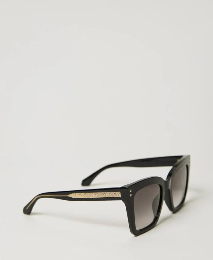 Twinset Sunglasses Square Sunglasses With Studs Shiny Black 8211 Accessories