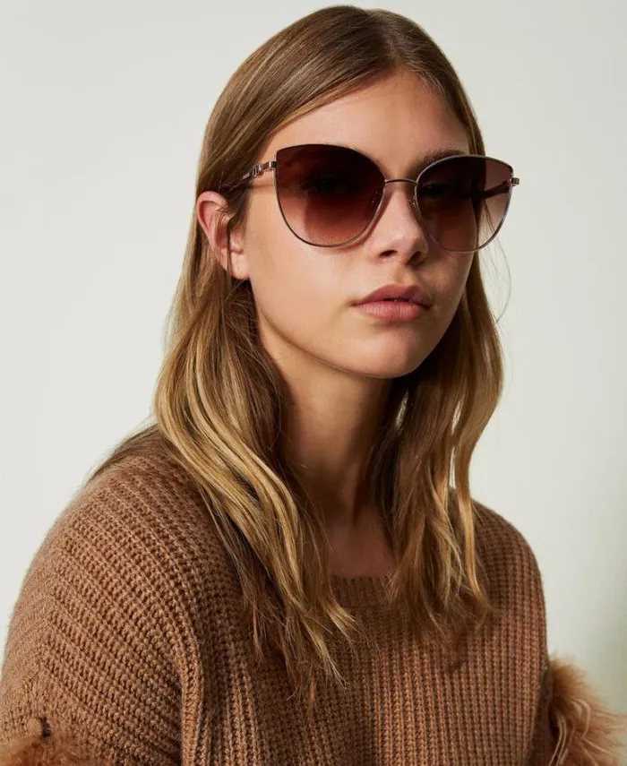 Twinset Sunglasses Steel Cateye Sunglasses Shiny Copper Gold 8211 Accessories
