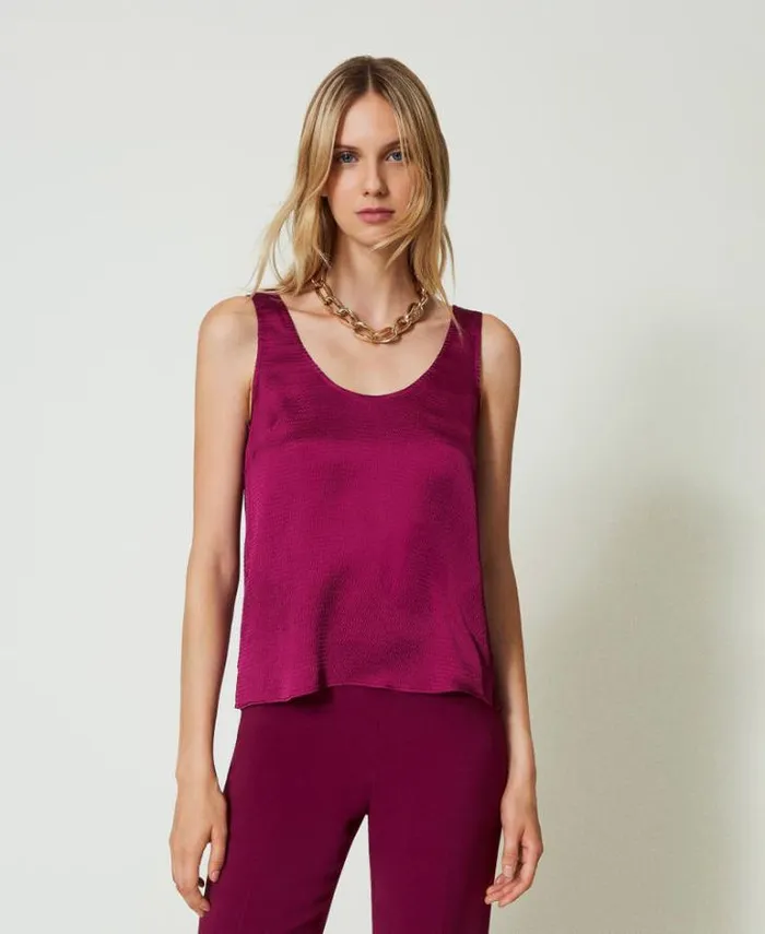 Twinset TShirts And Tops Hammered Satin Top 034red Plum034 Purple 8211 Clothing