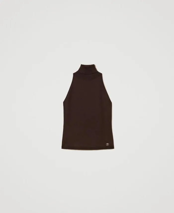 Twinset TShirts And Tops Knit Fitted Top Chocolate 8211 Clothing