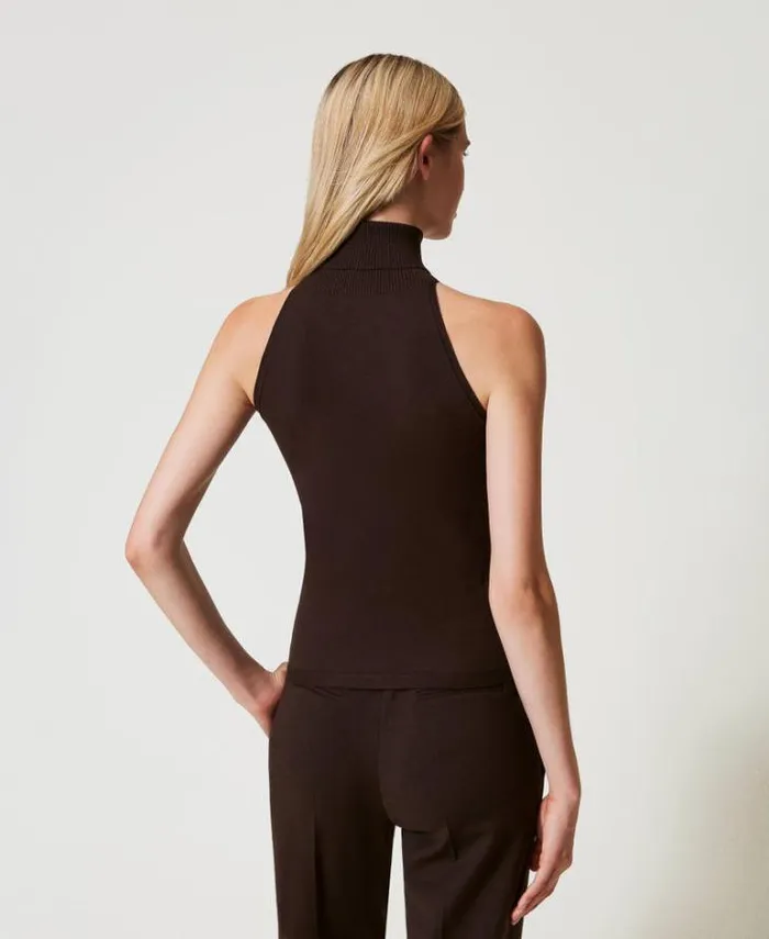 Twinset TShirts And Tops Knit Fitted Top Chocolate 8211 Clothing