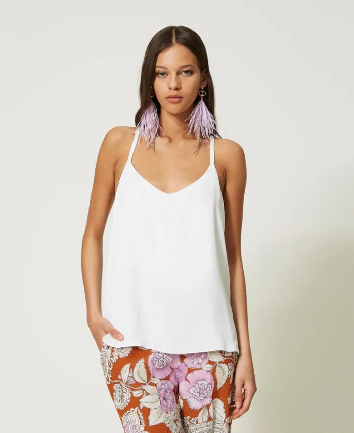 Twinset TShirts And Tops Satin Top White Snow 8211 Clothing