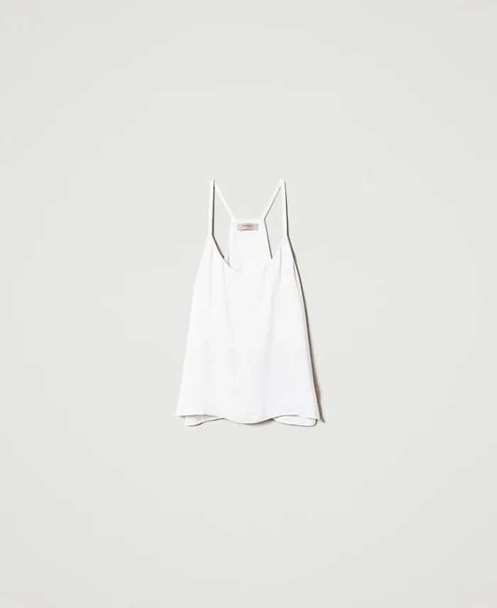 Twinset TShirts And Tops Satin Top White Snow 8211 Clothing