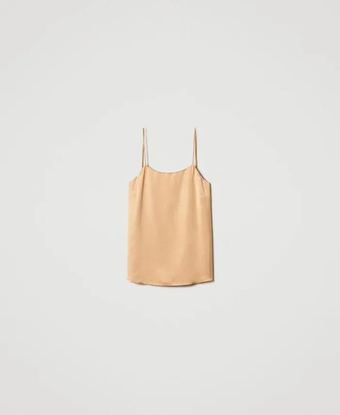 Twinset TShirts And Tops Satin Top With Straight Neckline Bubbly Orange 8211 Clothing