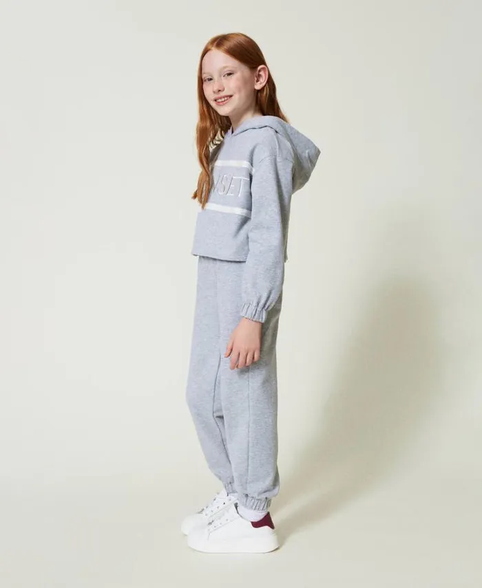 Twinset Trousers And Jeans Plush Fabric Joggers Light Melange Grey 8211 Girl