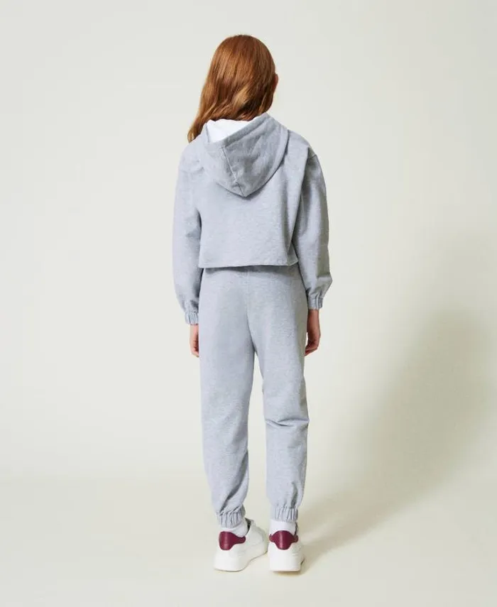 Twinset Trousers And Jeans Plush Fabric Joggers Light Melange Grey 8211 Girl