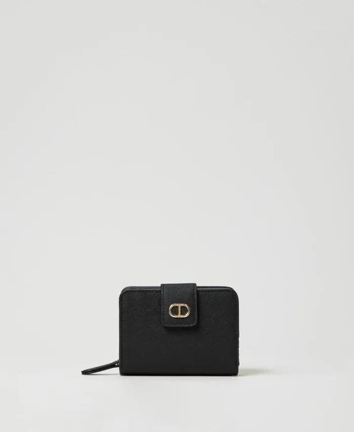 Twinset Wallets And Keyrings Wallet With Zip And Oval T Button Black 8211 Accessories