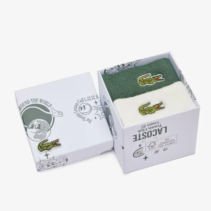 Underwear and Socks Kids Lacoste Kids039 2Pack Contrast Stripe Socks Dark Green White Nxi