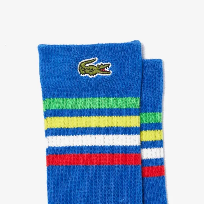 Underwear and Socks Kids Lacoste Kids039 2Pack Patterned Cotton Socks White Blue White Iu3