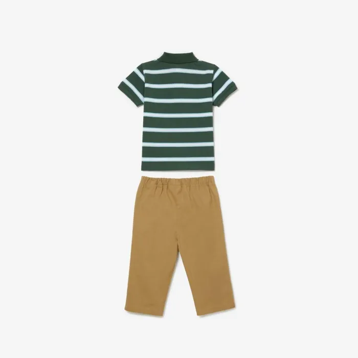 Underwear and Socks Kids Lacoste Kids039 Organic Cotton Mini Piqu Pajama Gift Set Dark Green White Beige Nsi