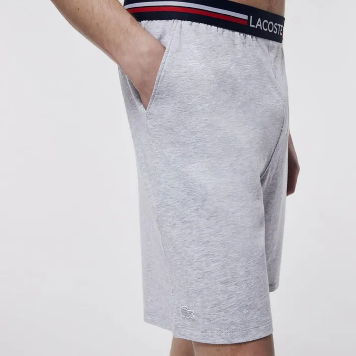 Underwear and Socks Men Lacoste Men039s StripedWaist Long Boxer Briefs Grey Chine Cca
