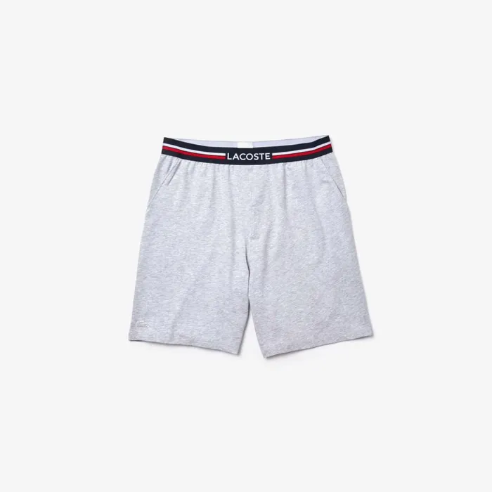 Underwear and Socks Men Lacoste Men039s StripedWaist Long Boxer Briefs Grey Chine Cca