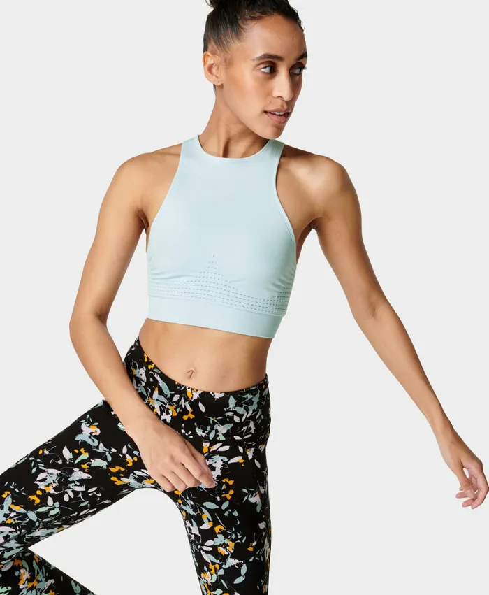Underwear Stamina High Neck Sports Bra Azure Blue Sweaty Betty Women