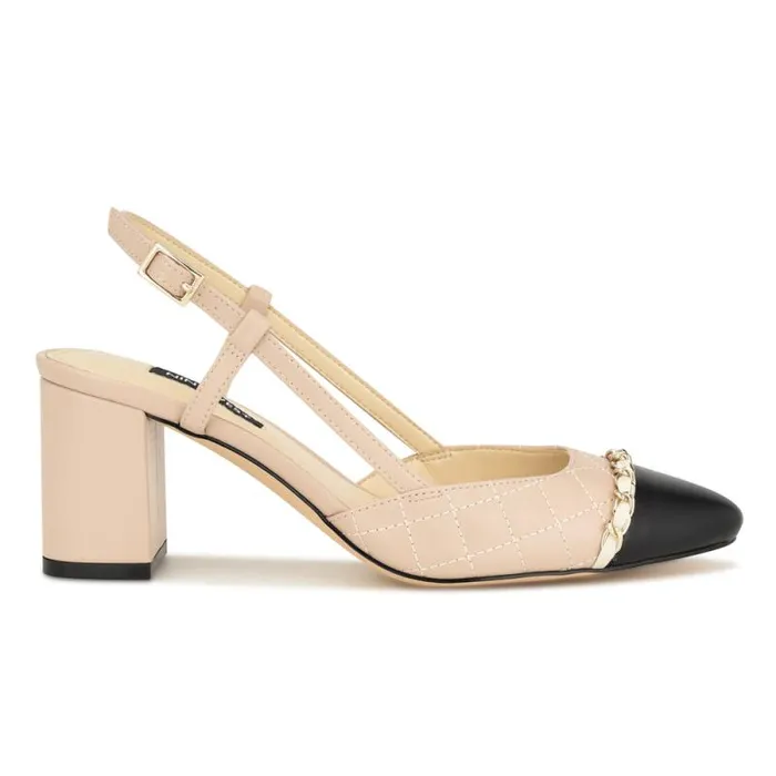 Uround Quilted Cap Top Slingbacks Light Natural Women Nine West Heels