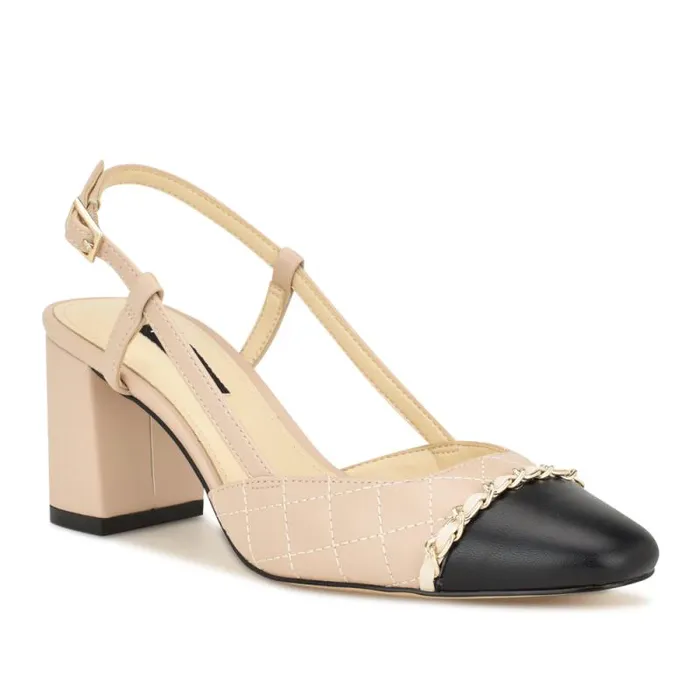Uround Quilted Cap Top Slingbacks Light Natural Women Nine West Heels Uround Quilted Cap Top Slingbacks Light Natural Women Nine West Heels