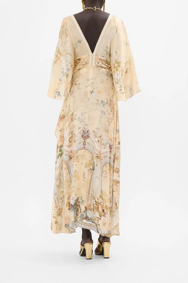 V NECK LACE UP DETAIL LONG DRESS ADORNED IN ANTIQUITY Adorned In Antiquity Womens Camilla Dresses