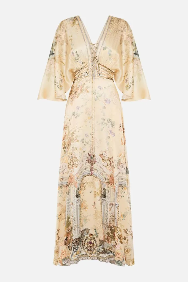 V NECK LACE UP DETAIL LONG DRESS ADORNED IN ANTIQUITY Adorned In Antiquity Womens Camilla Dresses