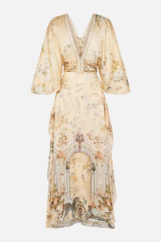 V NECK LACE UP DETAIL LONG DRESS ADORNED IN ANTIQUITY Adorned In Antiquity Womens Camilla Dresses