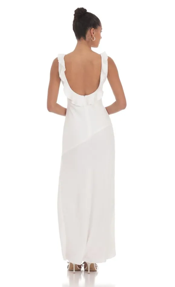 VNeck Open Back Maxi Dress White Women LUCY IN THE SKY Maxi Dresses