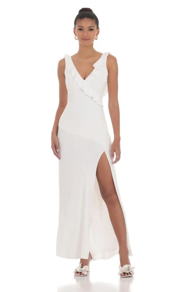 VNeck Open Back Maxi Dress White Women LUCY IN THE SKY Maxi Dresses VNeck Open Back Maxi Dress White Women LUCY IN THE SKY Maxi Dresses