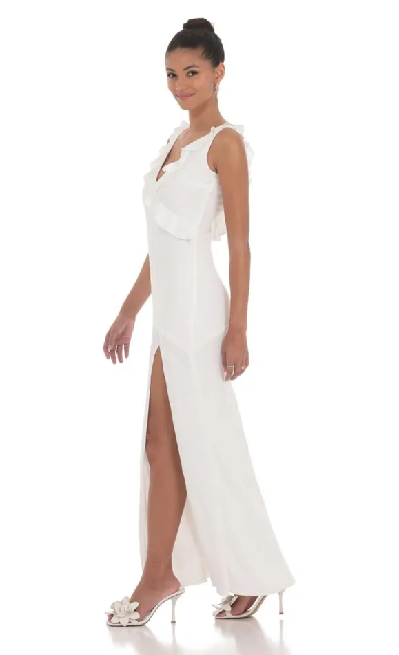 VNeck Open Back Maxi Dress White Women LUCY IN THE SKY Maxi Dresses VNeck Open Back Maxi Dress White Women LUCY IN THE SKY Maxi Dresses
