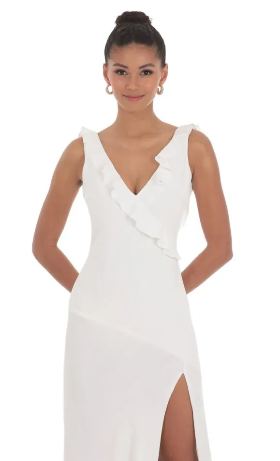 VNeck Open Back Maxi Dress White Women LUCY IN THE SKY Maxi Dresses VNeck Open Back Maxi Dress White Women LUCY IN THE SKY Maxi Dresses