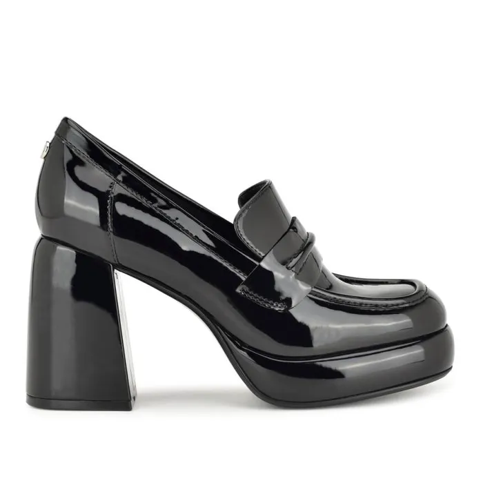 Verge Heeled Platform Loafers Black Women Nine West Heels