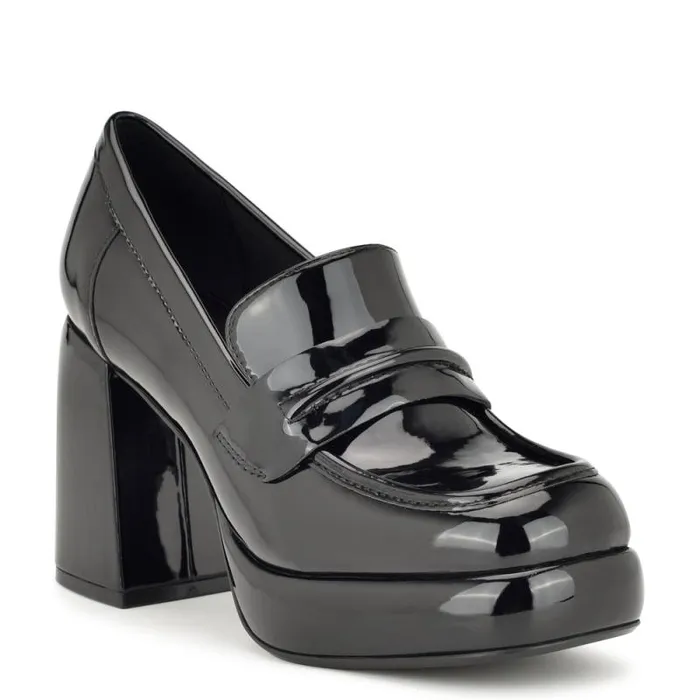 Verge Heeled Platform Loafers Black Women Nine West Heels